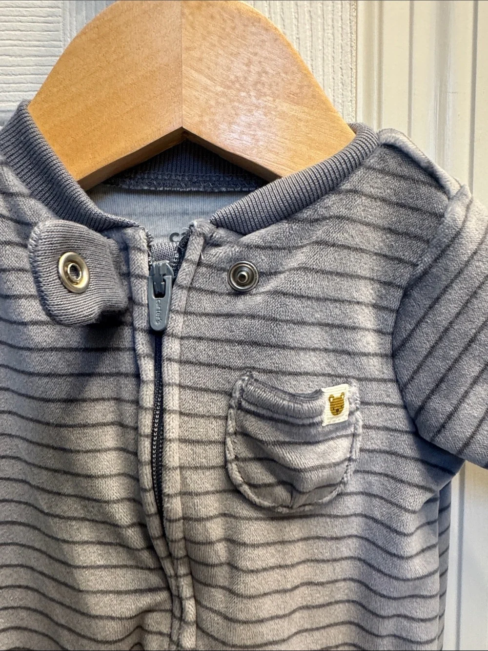 Blue Striped Footed One-Piece for Baby - Soft Cozy Sleepwear